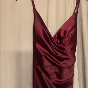 Elegant Burgundy Satin Dress